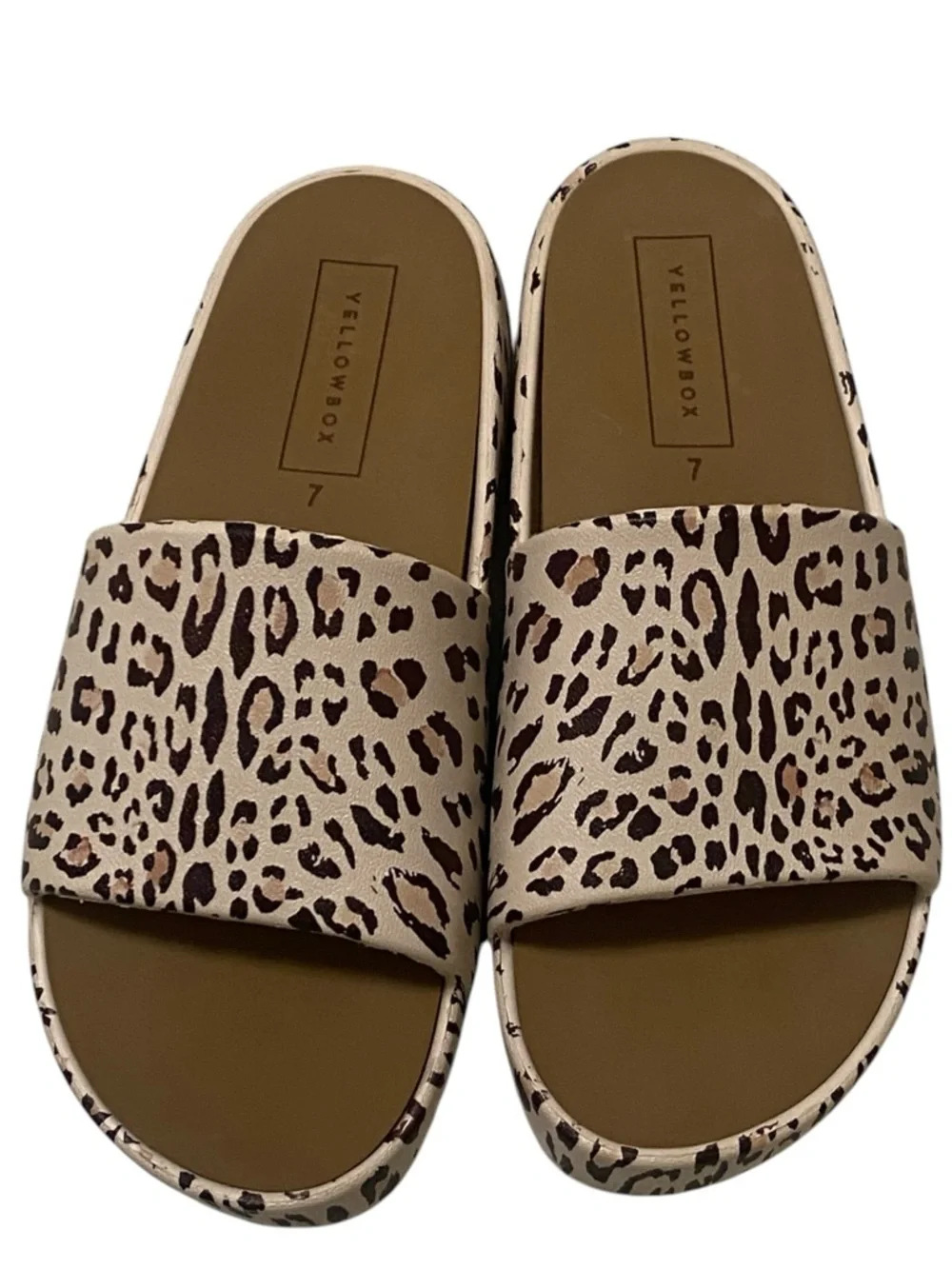 Yellow Box Sandals Womens Size 7 Leopard Print Torrey Platform Slide Shoes - Picture 6 of 7